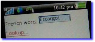 Mobile French dictionary lookup illustrated